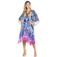 thumbnail image 5 of Sakkas Kristy Long Tall Lightweight Caftan Dress / Cover Up With V-Neck Jewels - Turq / Pink - One Size, 5 of 5