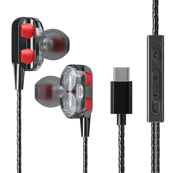 Type-C Wired Earbuds with Microphone - In-Ear Earphones for iOS/Android Smartphones, Laptops, MP3, Gaming