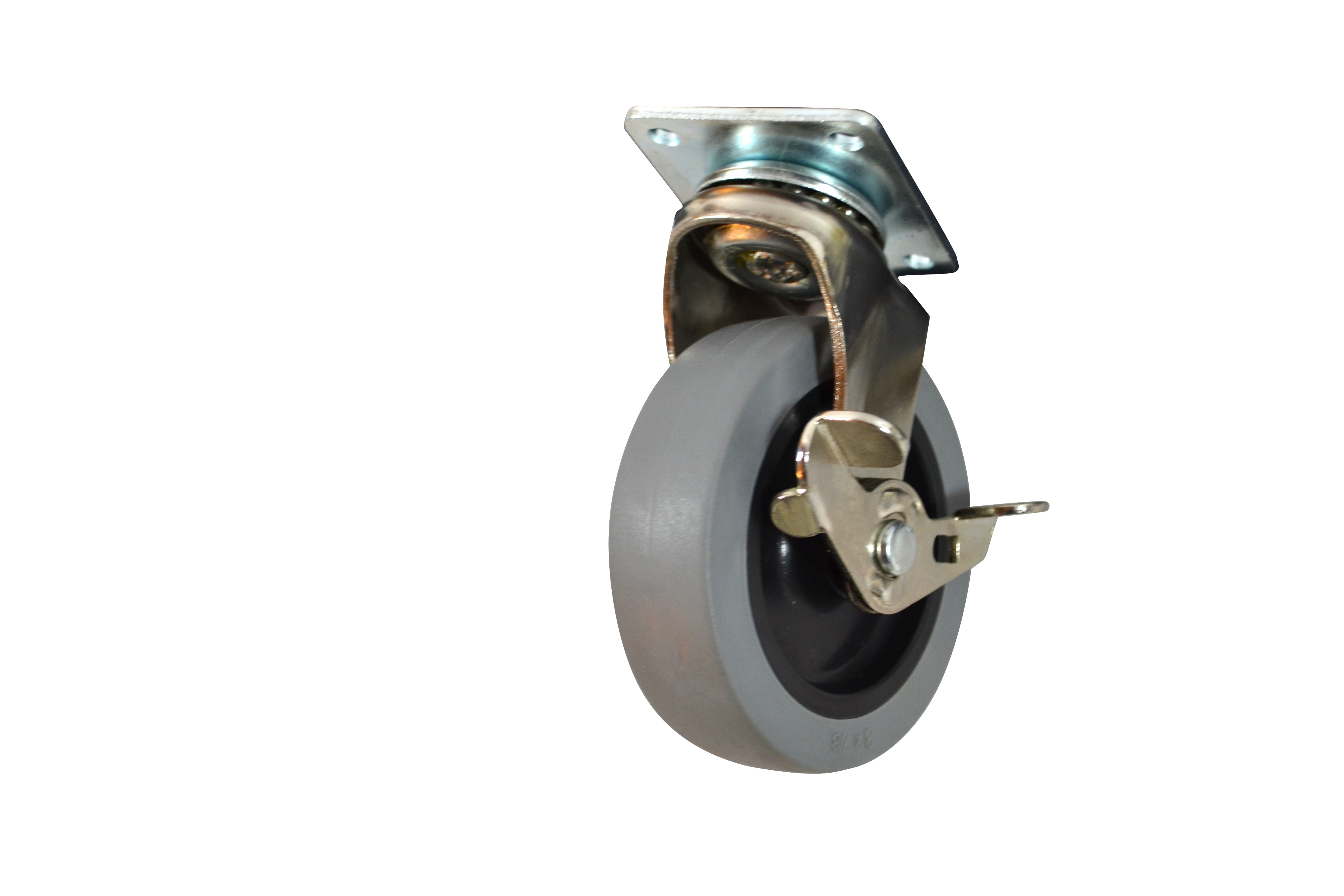 Caster Swivel Top Plate 3Inch Wheel Diameter With Locking Brake