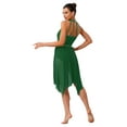thumbnail image 2 of iiniim Lyrical Dance for Women Rhinestone Ruffled Ballet Leotard Dress Modern Contemporary Dancewear Dark Green M, 2 of 7