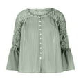 thumbnail image 4 of Njoeus Womens Shirts, Women's Elegant Floral Lace Tunic Tops Plain Button Up T-Shirt Long Sleeve Office Work Chiffon Shirts Blouse, 4 of 5