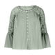 thumbnail image 4 of Mujeres Casual Elegante Suelto Tamaño grande Encaje Color sólido Cuello redondo Jersey Camisa de gasa Manga larga Cuello redondo Top Camisa Fridja czfsfas2396, 4 of 5