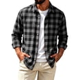 thumbnail image 2 of TRUNZI Mens Plaid Long Sleeve Button Down Shirts Regular Fit Work Office Suit Gingham Shirts with 2 Chest Pockets, 2 of 8