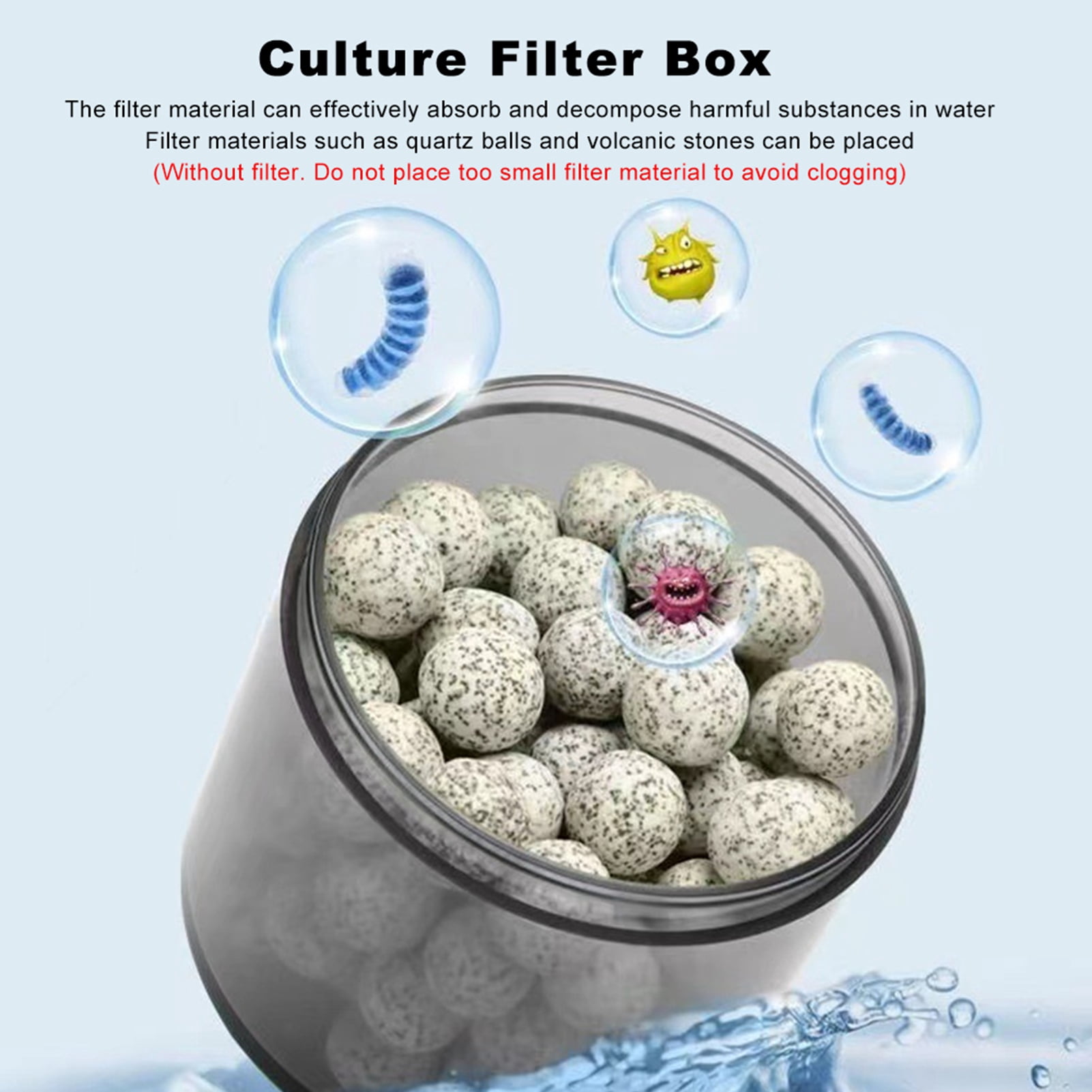 YAHHU Fish Tank Pneumatic Sponge Filter Mini Suction Toilet Grass Tank Biochemical Anti-Gas Lift with Pump, yu-229a, 11.4 inches / 29 cm
