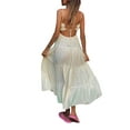 thumbnail image 4 of Nituyy Women's Midi Cami Dress Solid Spaghetti Strap Party Beach A-line Dress, 4 of 5