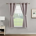 thumbnail image 5 of Augusta Blackout Window Curtain Panels and Tiebacks, Faux Silk with Sheer Overlay, Grommet, Blush Pink, 38" x 63", 5 of 14