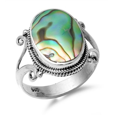 - Sterling Silver Women's Simulated Abalone Vintage Bali Rope Design Ring (Sizes 6-9) (Ring Size 6)