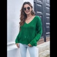 thumbnail image 4 of Suéteres de Otoño con Cuello Redondo de Crochet y Aberturas, Bonitos Suéteres de Invierno para Mujer, A Verde L, 4 of 9