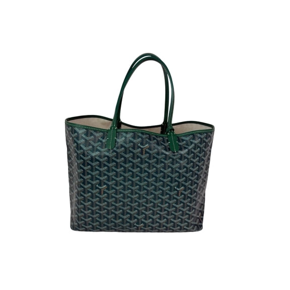 Pre-Owned GOYARD Saint Louis PM Goyardine Green Tote with Pouch