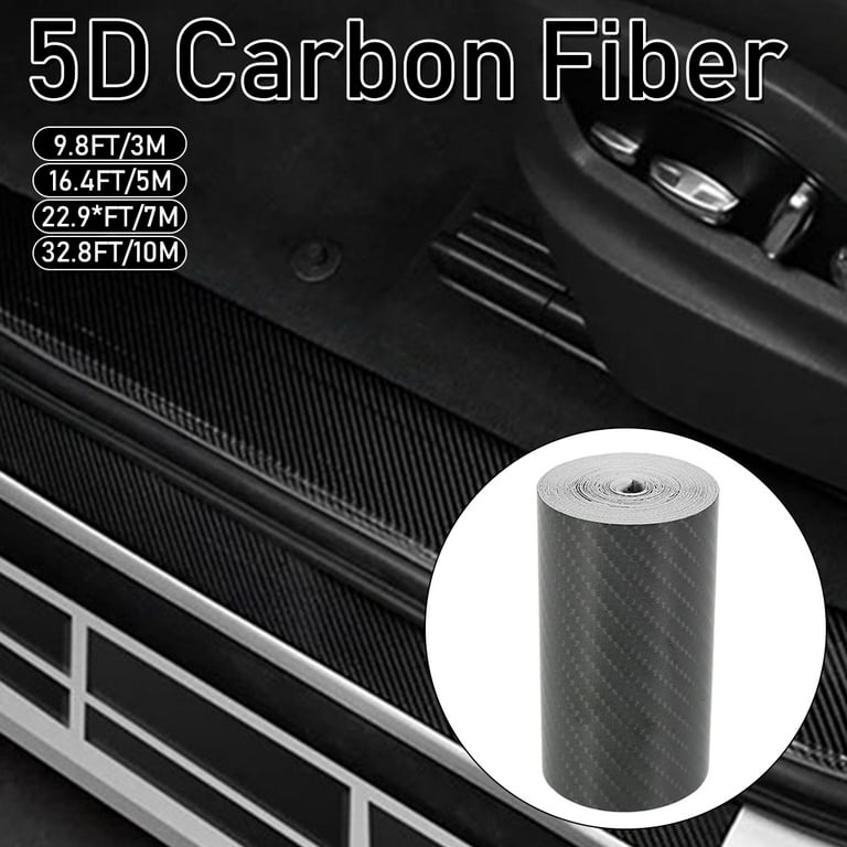 Pluokvzr 5/10m Car Sill Protectors Strips 5D Carbon Fiber Car Door Entry  Edge Guards Self-adhesive Car Sill Cover Automotive Wrap Film Cars  Accessories Fits for Most Cars Trucks SUV Black 