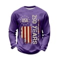 thumbnail image 2 of BUWTTED Tshirts Shirts for Men 250th USA Flag Print Graphic Knit Tees Independence Day Casual Long Sleeve Crew Neck Purple Shirt XXXXL, 2 of 3