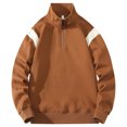 thumbnail image 2 of cfhntfmh Men's Quarter Zip Sweatshirt Casual Mock Neck Long Sleeve Color Block Pullover Sweatshirt Fall Oversized Basic Tops, 2 of 7