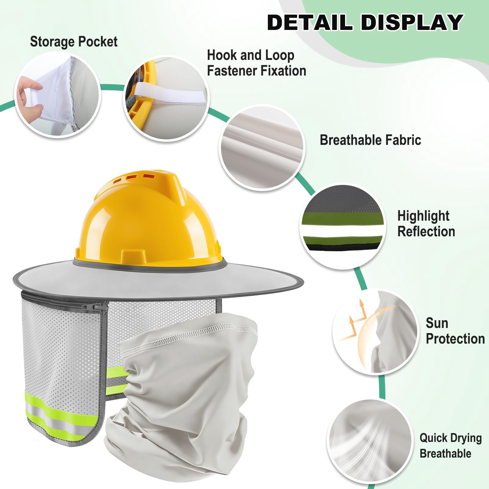 Hard Hat Sun Shade, Hard Hat Visor Full Brim Hardhat Sun Shield