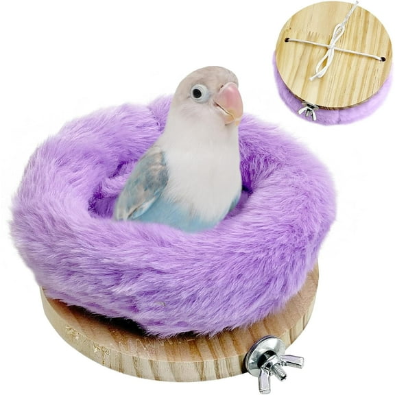 Bird Bed for Cage Plush Parrot Hanging Hammock for Parakeet Lovebird Cockatoos Budgies Rest(Purple)