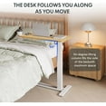 thumbnail image 4 of H7 Adjustable Overbed Bedside Table with Wheels Pneumatic Mobile Standing Desk Laptop Desk Rolling Computer Cart Movable Overbed Tables Hospital Home Use(27.6" W x 15.7" D, Black Table), 4 of 10