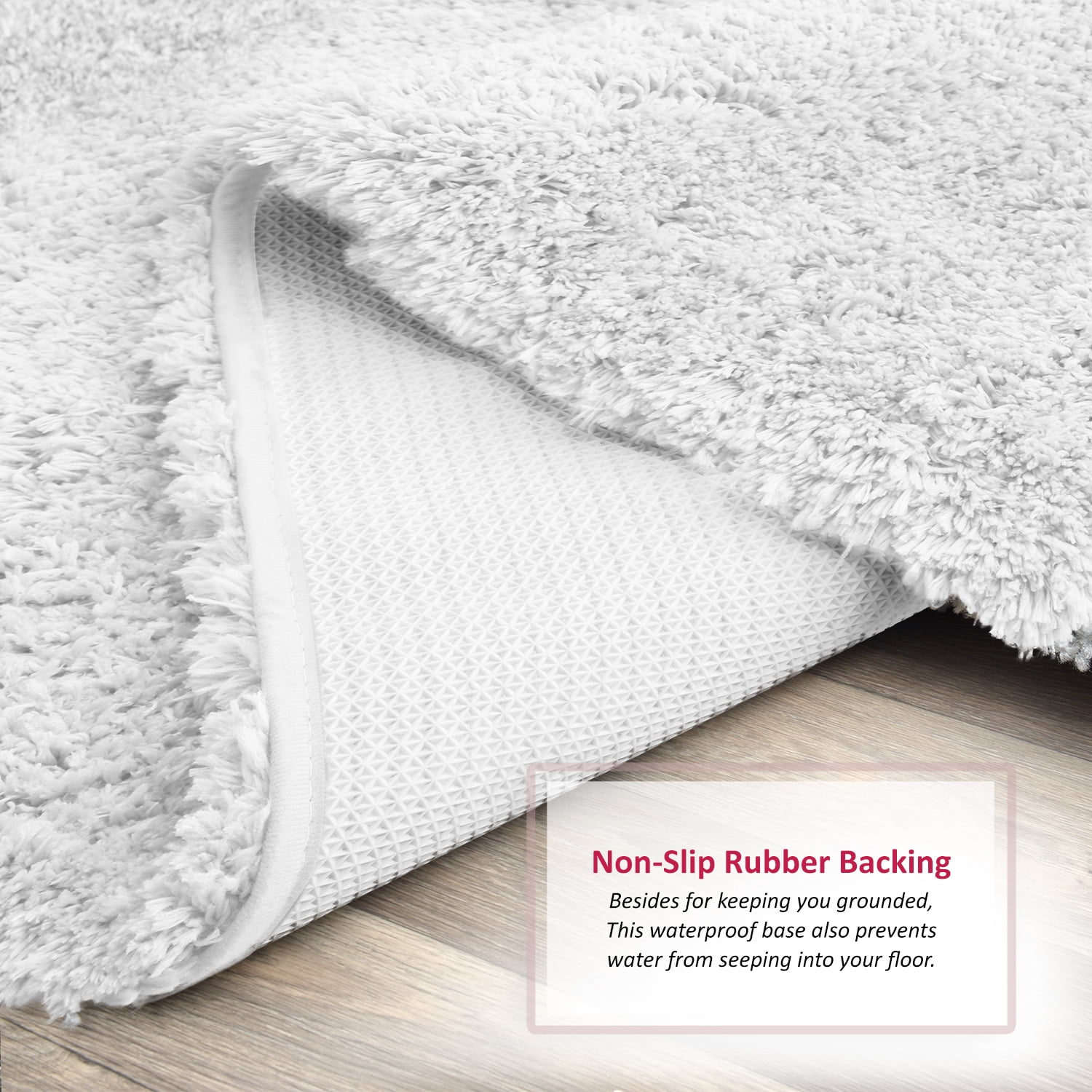 Clara Clark Set of 3 Absorbent Bath Mat Non-Slip Backing Rubber Bathroom Rugs, Large, 32x48, White