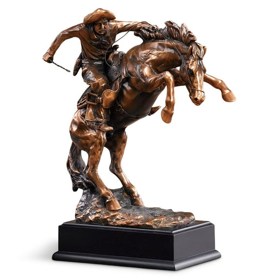 Treasure of Nature Fighting Western Cowboy Bronze Finish Statue with Base, 11 inches H