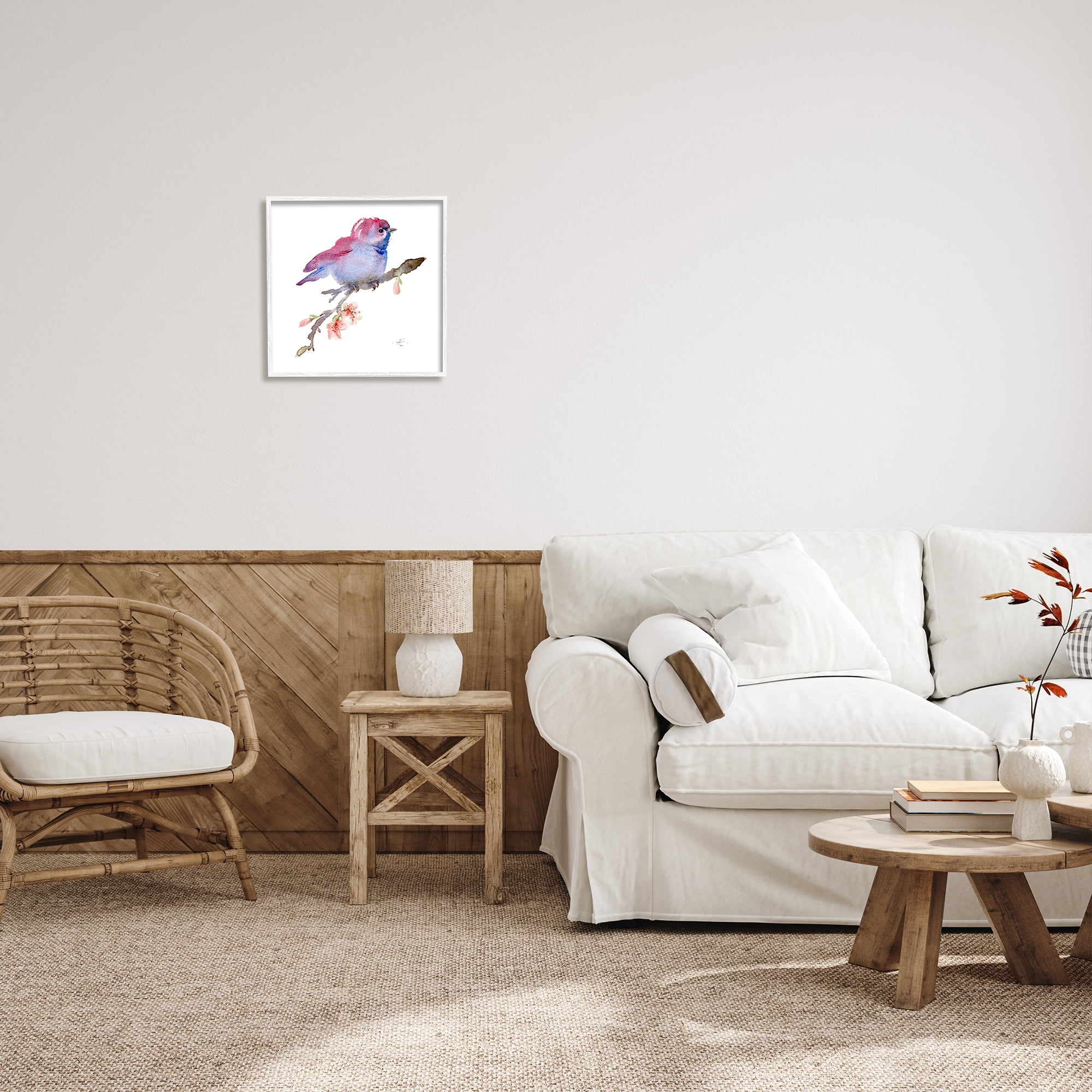Stupell Indtries Baby Bird Blooming Spring Blossom Tree Branch ,17 x 17,Design by Verbrugge Watercolor