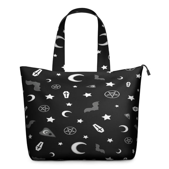 Black Halloween Occult Patterns Travel Tote Bags for Women Carry On,Large Weekender Bags for Women Travel,Multi Functional Duffle Bag for Work,Shopping,Sports