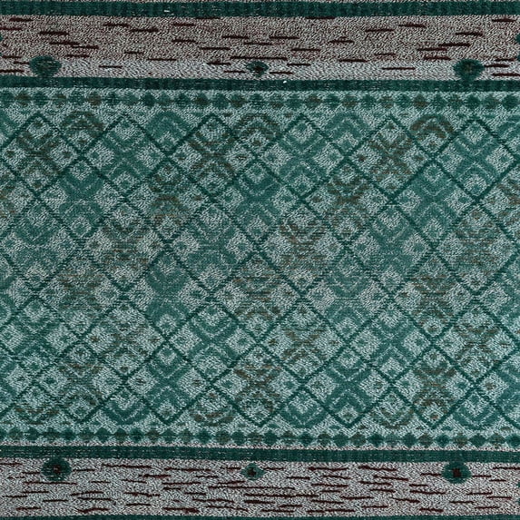 Ahgly Company Indoor Square Abstract Cadet Blue Green Abstract Area Rugs, 6' Square