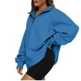 thumbnail image 3 of Topvent Sweatshirts Women Oversized Half Zip Pullover Long Sleeve Quarter Zip Hoodie Sweater Teen Girls Fall Blouse Clothes Trendy Hoodies Top Blue L, 3 of 4