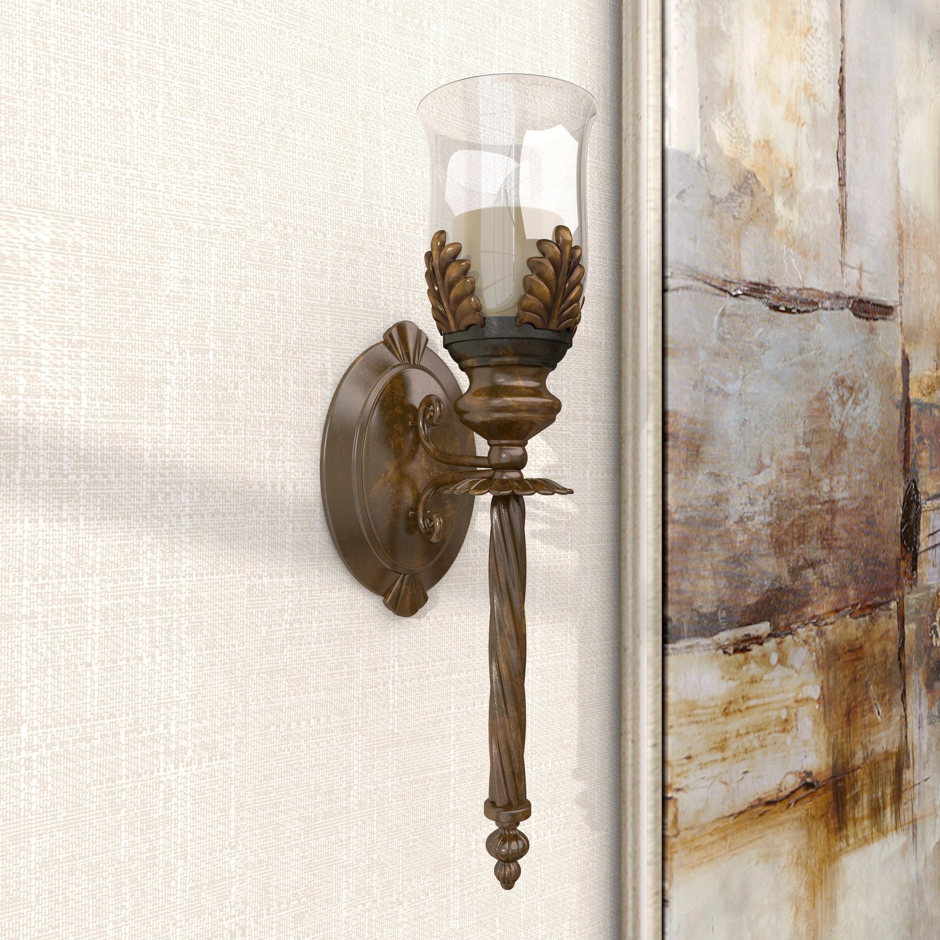 DecMode Brown Metal Leaf Candle Wall Sconce with Twisted DecMode Brown Metal Leaf Candle Wall Sconce with Twisted
