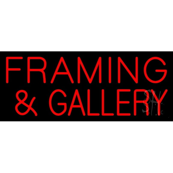 Red Framing And Gallery LED Neon Sign 10 x 24 - inches, Black Square Cut Acrylic Backing, with Dimmer - Bright and Premium built indoor LED Neon Sign for art gallery, and exhibition.