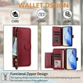 thumbnail image 3 of Dteck for Google Pixel 8A Case for Women, Crossbody Wallet Phone Case with Card Holder, PU Leather Magnetic Closure Flip Zipper Strap Wallet Phone Case,Winered, 3 of 8