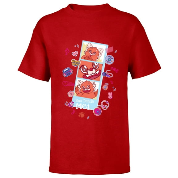 Disney and Pixar’s Turning Red Panda Mei Cute Photo Strip - Short Sleeve T-Shirt for Kids - Customized-Red
