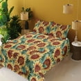 thumbnail image 2 of Ambesonne Floral Fitted & Flat Sheet with Shams 4 Pcs Set, Sunflowers Pattern Summer, Full, Burnt Orange Laurel Green, 2 of 5