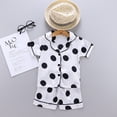 thumbnail image 2 of Zshosam Pjs Girls Girls Boys Satin Pajamas Set Cute Short Sleeve Button down Printed Sleepwear Shorts 2 Pcs Summer Pj Sets Size 12 18 Months,(White 12-18 Months), 2 of 5