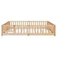 thumbnail image 2 of Miniyam Wood Queen Size Floor Bed with Safety Guardrails for Toddler, Natural, 2 of 7