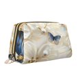 thumbnail image 2 of Naloa Elegant Butterflies And Pearls Leather Makeup Bag for Purse Travel, Portable Small Cosmetic Organizer for Women and Girls, Make up Bag with Zipper, 2 of 8
