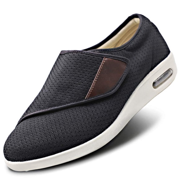 Secret Slippers Women's Diabetic Shoes with Adjustable Closure, Extra Wide Widths Walking Sneakers for Diabetic Edema Plantar Fasciitis Bunions Arthritis Swollen Feet Black