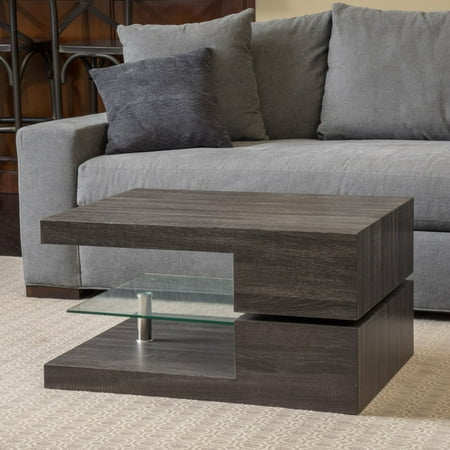 Small Rectangular Mod Coffee Table with Glass