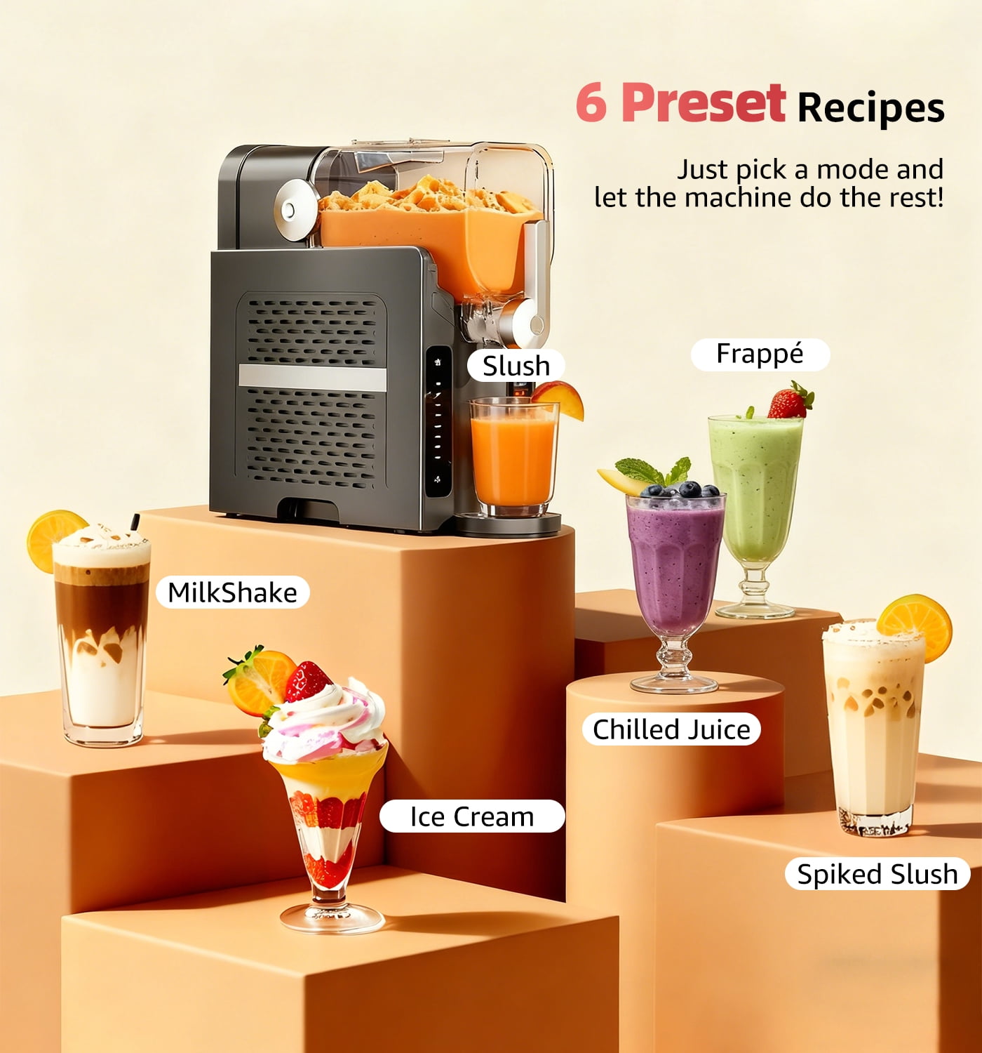 XYJBHB Slushie Machine for Home, 70oz Slushy Machine, with Self-Cleaning & 6 Preset Programs Frozen Drink Maker for Margaritas, Milkshakes, Frappés, Slush& More - No Ice Needed