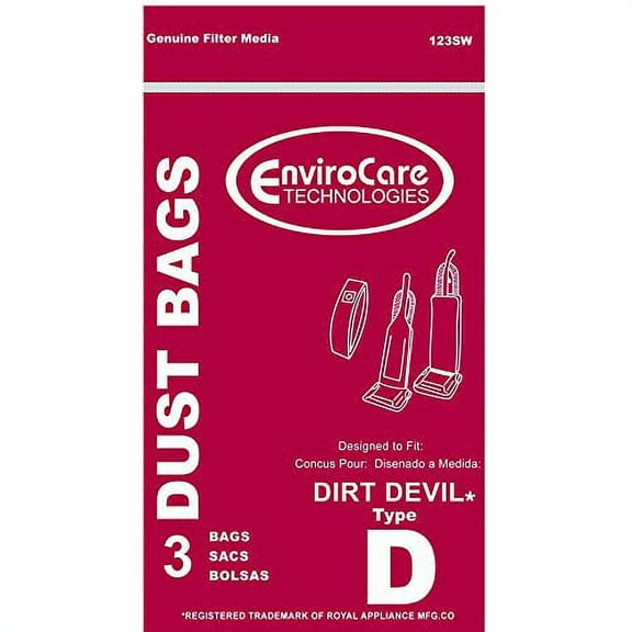Compatible with Dirt Devil Type D Vacuum Bags - Generic - 3 pack