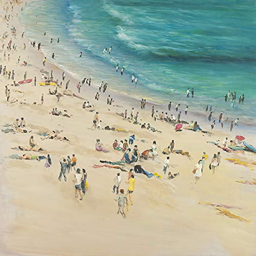 Begin Home Decor Summer Crowds at The Beach Wrapped Canvas, 24x24, Multicolor
