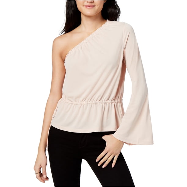 Rachel Roy Blusa de un hombro con mangas acampanadas para mujer, rosa, grande