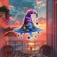 thumbnail image 5 of DAMAI Halloween Witch Hat Design Hanging Ornament, 2025 New Moonlight Glosrity Witch Window Hanging Sun Catcher Decor,Stained Glass Witch Hat Lamp for Indoor, Acrylic Halloween Easter Gift, 5 of 7