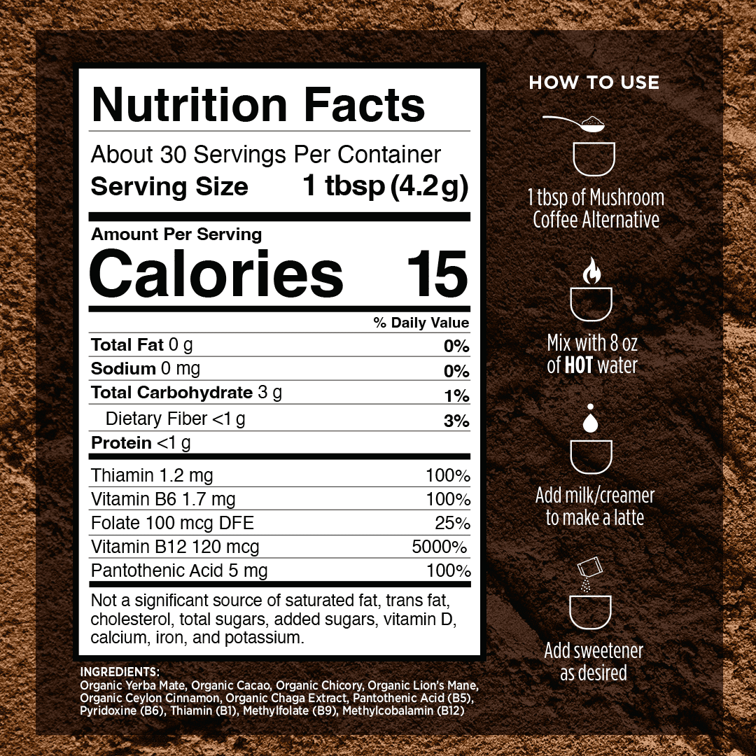 VitaCup Mushroom Coffee Alternative Instant Drink Mix, 30 Servings