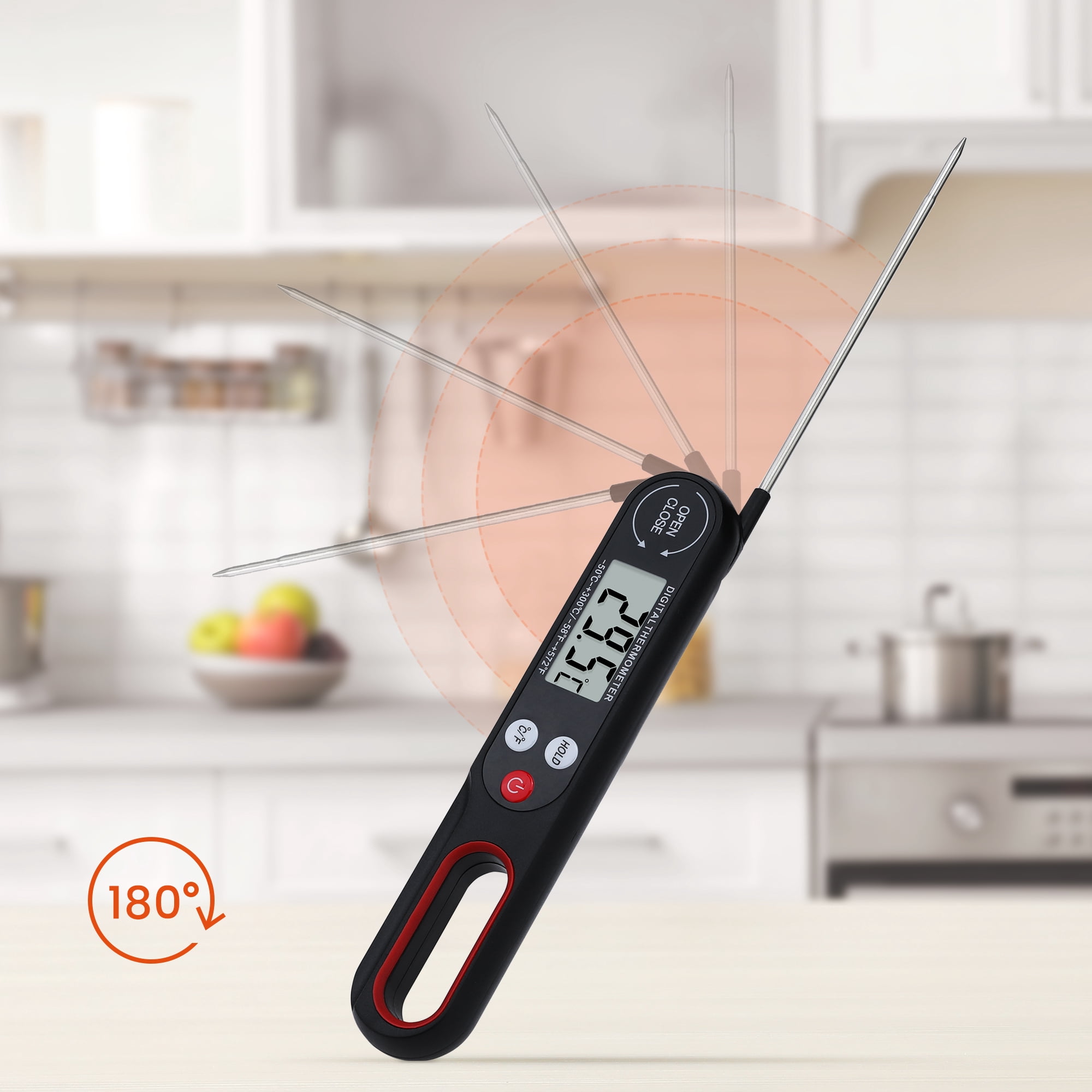 Unique Bargains Digital Meat Thermometer Instant Read Cooking Thermometer Black 10.7 Inch
