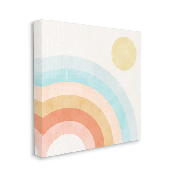 Stupell Industries Retro Rising Sun Rainbow Primary Tone Arches Nature Painting Gallery Wrapped Canvas Print Wall Art, 30 x 30