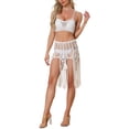 thumbnail image 2 of Bañador sexy de verano de ganchillo para mujer INSPIRE CHIC con falda de cobertura con flecos XS Blanca, 2 of 5