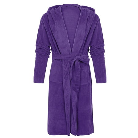 

Summer Savings Clearance 2023! PEZHADA Women s Pyjamas Women Winter Lengthened Plush Shawl Bathrobe Long Sleeve Robe Hooded Coat Purple XXXXXL