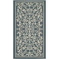thumbnail image 3 of SAFAVIEH Courtyard Nanda Botanical Indoor/Outdoor Area Rug, Navy/Beige, 5'3" x 5'3" Square, 3 of 9