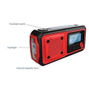 Kaito KA368 Digital Solar Crank AM FM NOAA Weather Radio with Flashlight Red