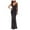 Black, variant on Leesechin Ladies Formal Dresses Solid Color Medium Sleeved V-neck Buttocks Wrapped Slim Fit Wrap Hip Cocktail Dress Long Skirt