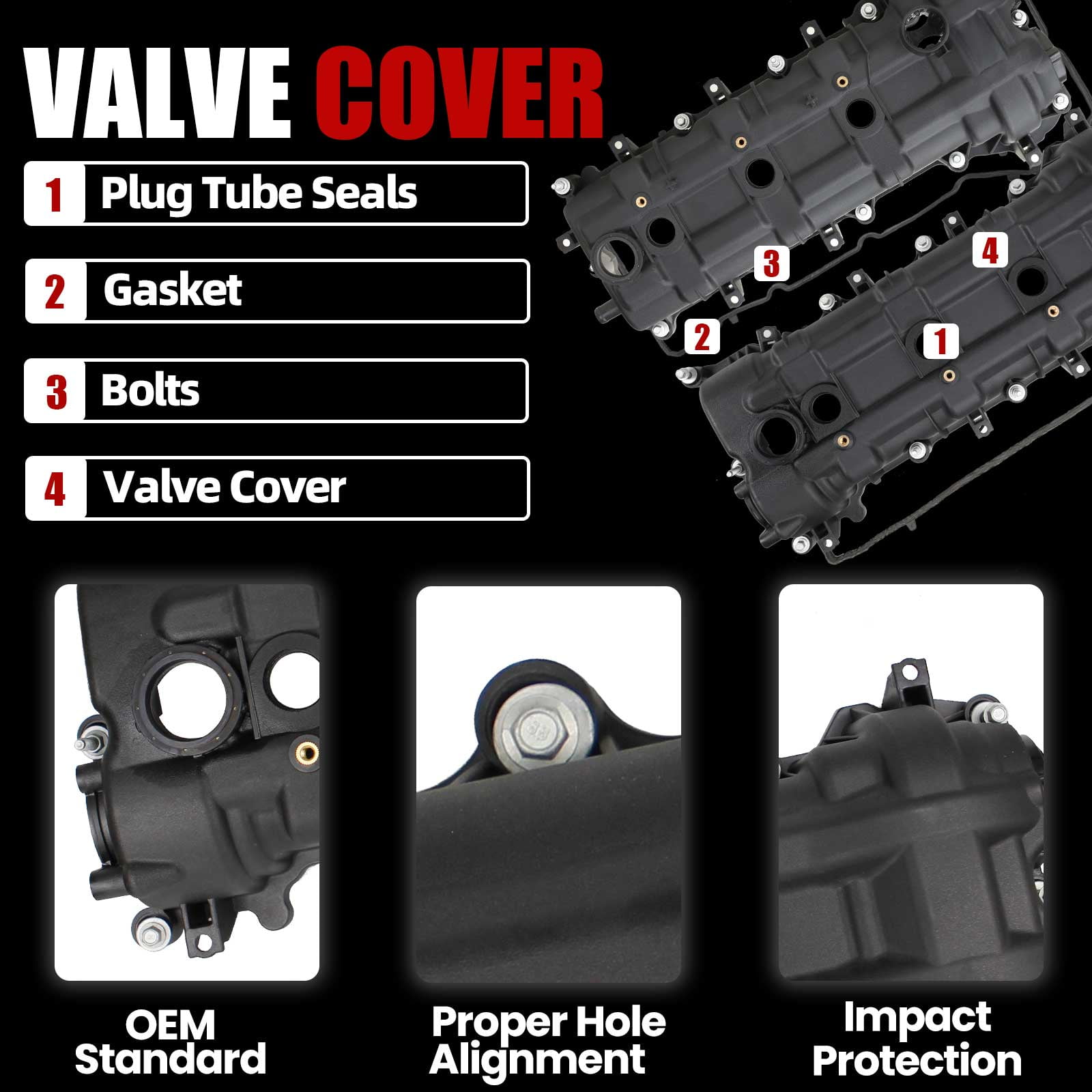 MITZONE Valve Cover compatible with 2011-2020 Dodge Chrysler Jeep RAM 3.6L V6 Grand Cherokee Wrangler Journey Grand Caravan Town Country 1500 Replaces 5184068AN 5184069AN