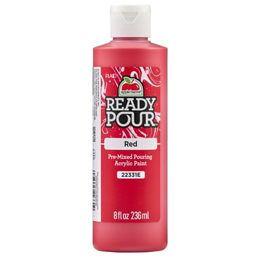 Apple Barrel Ready Pour Pre-Mixed Pouring Acrylic Craft Paint, Red, 8 fl oz